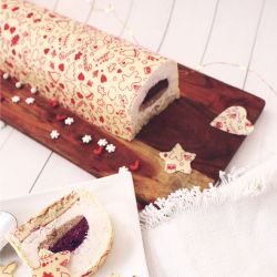 Feuilles de décoration aux imprimés de Noël pour bûche au chocolat