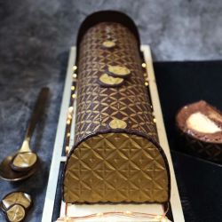 Décor de bûche imprimé couture pour les fêtes