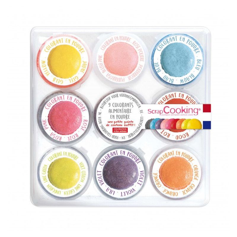 Kit de colorants alimentaires en poudre : 9 coloris de 2g - Colorant en  poudre