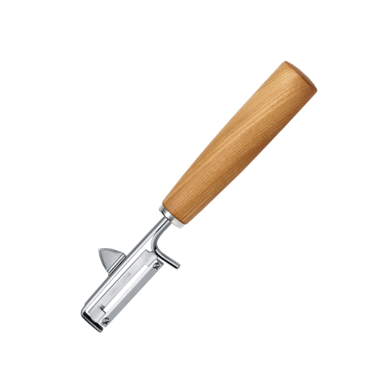 Éplucheur lame droite mobile et manche en bois (droitier ou